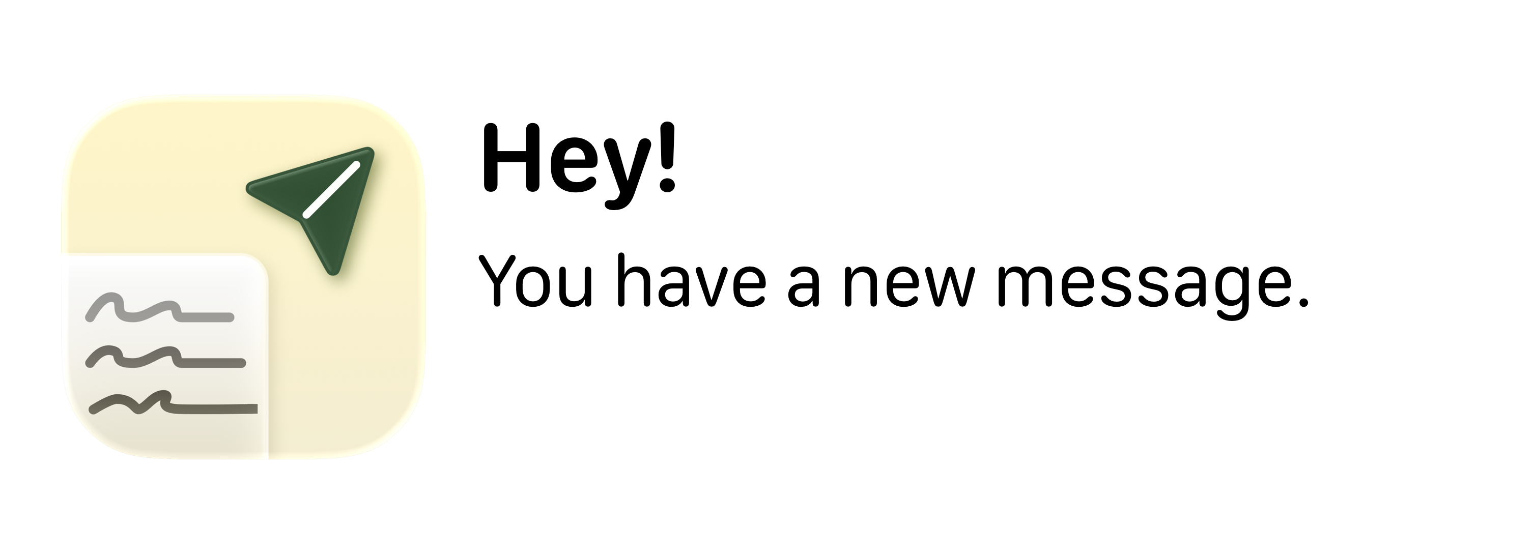 A mock up of a fake notification from my app Timefall. It&rsquo;s supposed to let the user know they have a new entry delivered from the app.