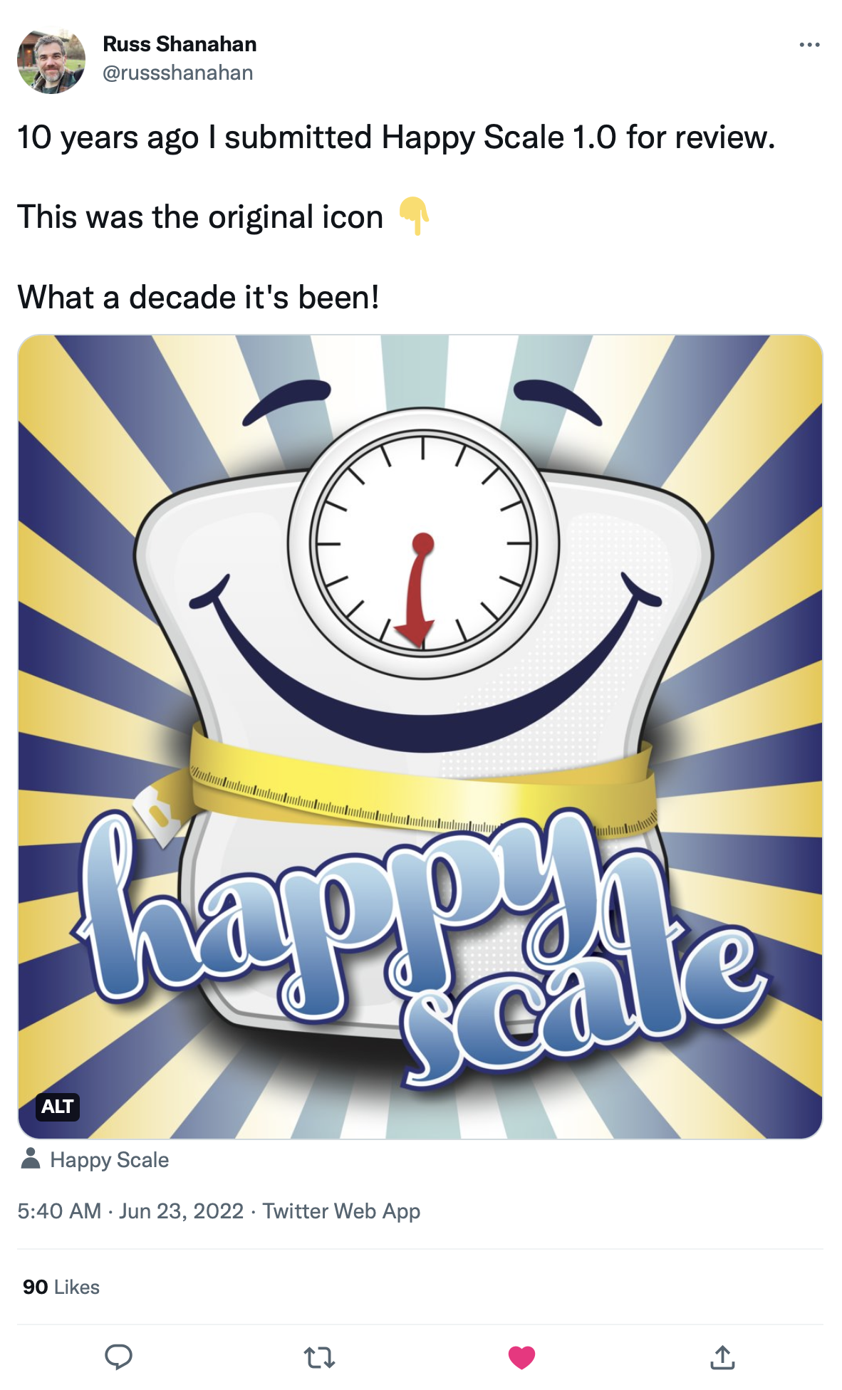 Russ Shanahan shares the original app icon for his app Happy Scale