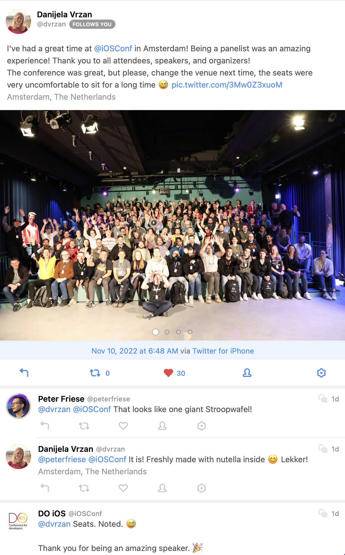 Danijela Vrzan’s crowd photo from speaking in iOSConf